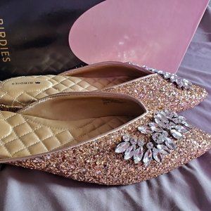 Birdies The Swan slides in jeweled gold sparkle